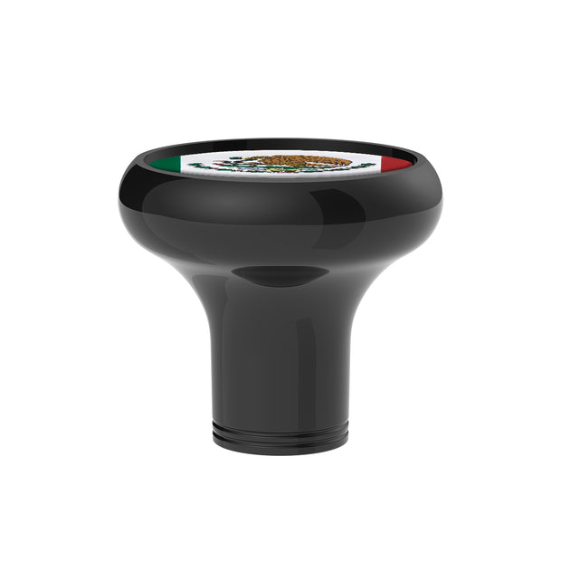 1/2"-13 Thread-On Gearshift Knob With Mexico Flag Sticker - Black