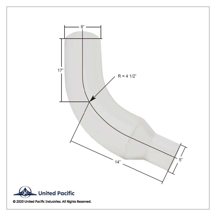 Chrome 58 Degree Angled Exhaust Elbow For Peterbilt 379 - 8" OD To 5" OD