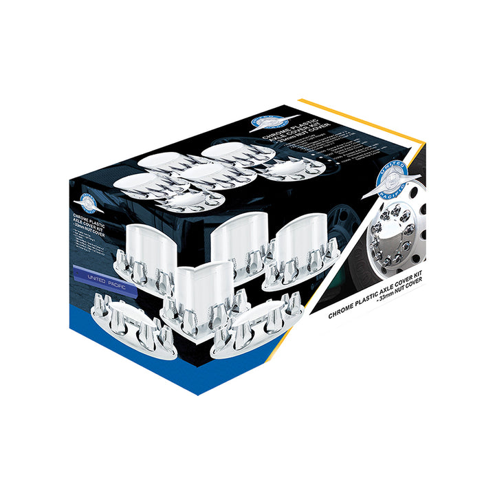 Pointed Chrome Axle Cover Combo Kit With 33mm Spike Thread-On Nut Covers &amp; Nut Cover Tool United Pacific 10308