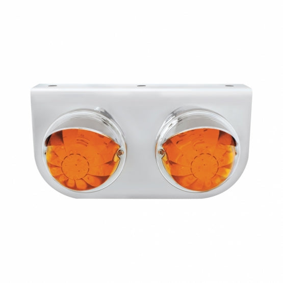 SS Light Bracket With 2X 17 LED Dual Function Watermelon Lights & Visors - Amber LED & Lens
