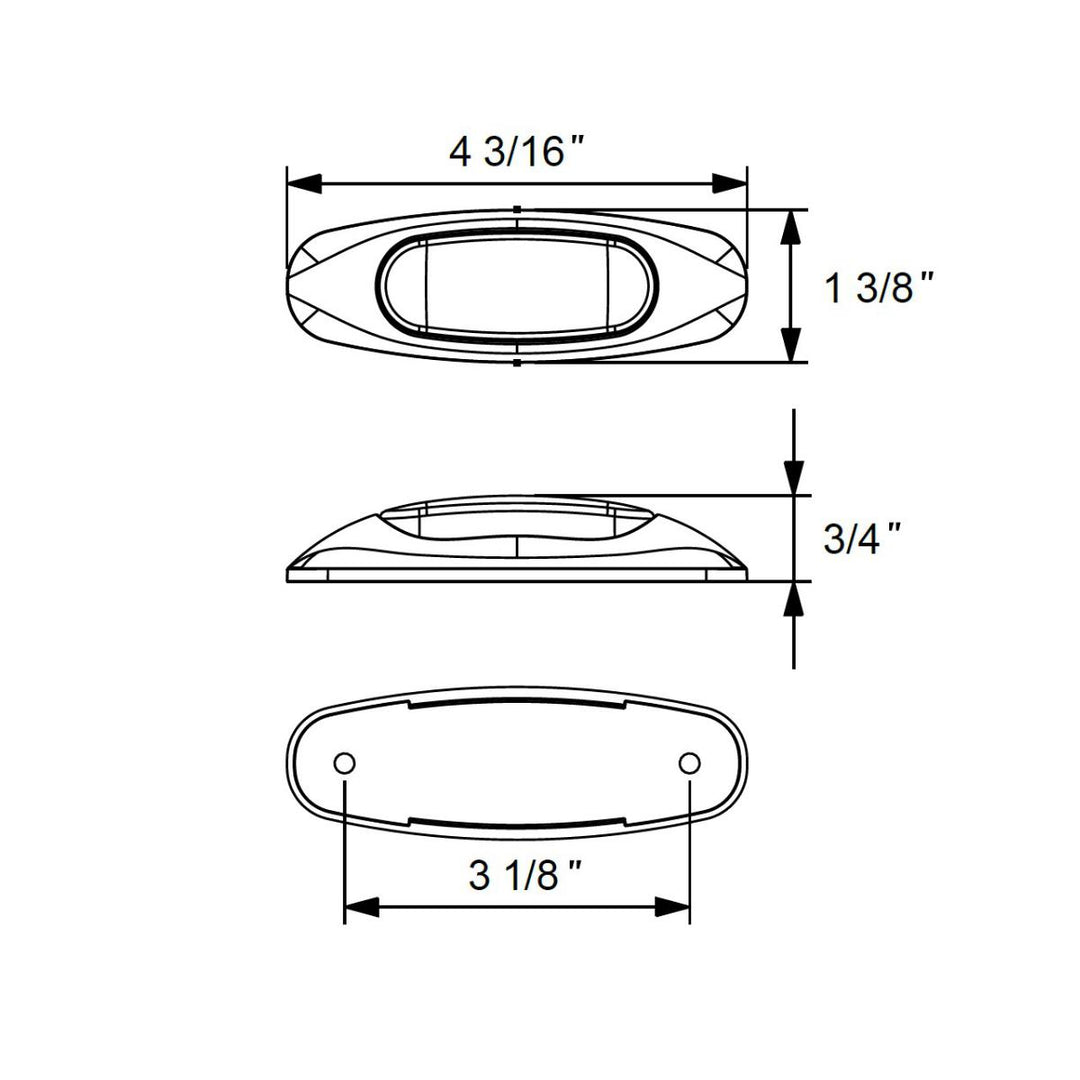 4-3/16" Wide 3 LED ViperEye Light (Clearance/Marker) - Red LED/Red Lens