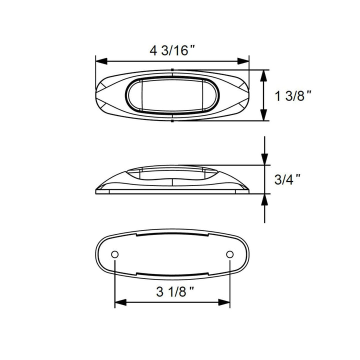 4-3/16" Wide 3 LED ViperEye Light (Clearance/Marker) - Red LED/Red Lens