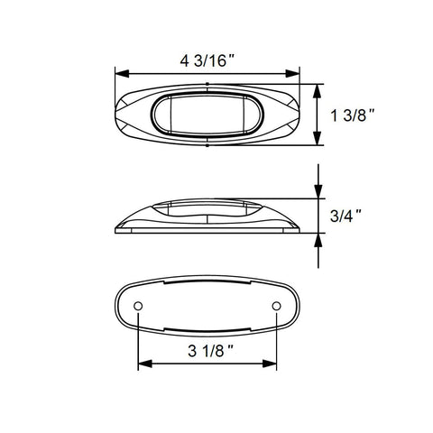 4-3/16" Wide 3 LED ViperEye Light (Clearance/Marker) - Red LED/Red Lens
