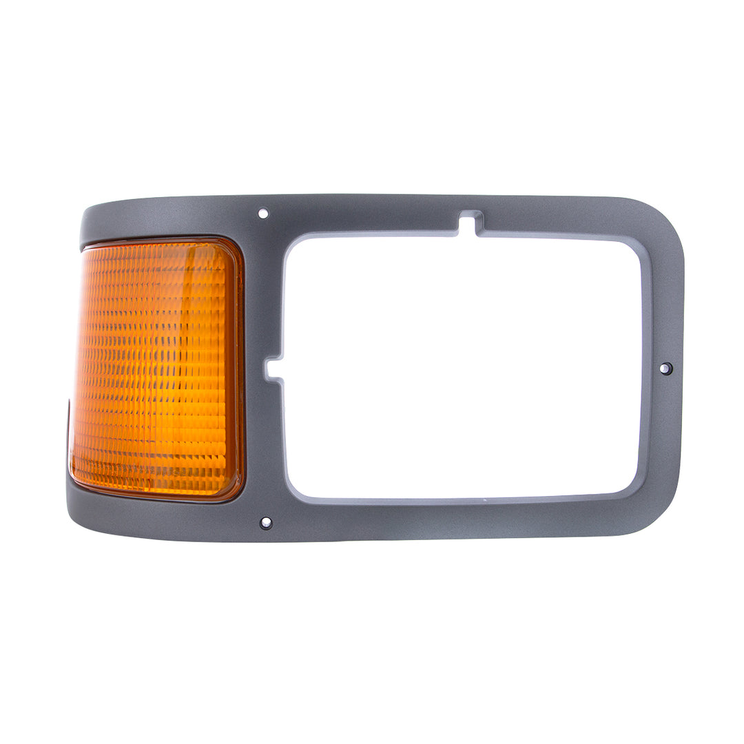 Gray Plastic Headlight Bezel With Parking Light For 2000-2015 Ford F-650/F-750 - Passenger