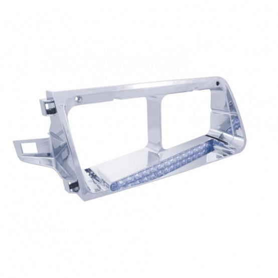 14 LED Headlight Bezel For 1989-2009 Freightliner FLD - Driver - Blue LED/Clear Lens