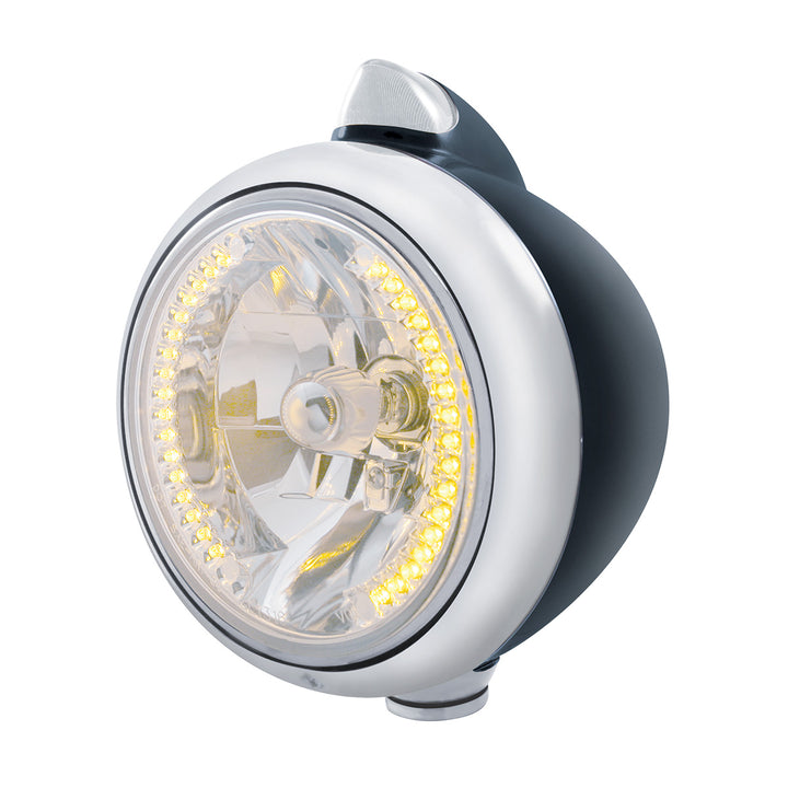 Black Guide 682-C Headlight H4 With 34 Amber LED &amp; Original Style LED Signal-Clear Lens