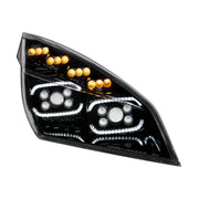 Black 10 LED Projector Headlight With LED Sequential Turn & DRL For 2018-2024 Cascadia - Passenger