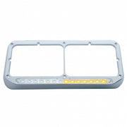 Rectangular Dual Headlight Bezel With LED Sequential Light Bar (Driver) - Amber LED/Clear Lens