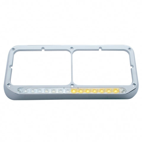 Rectangular Dual Headlight Bezel With LED Sequential Light Bar (Driver) - Amber LED/Clear Lens