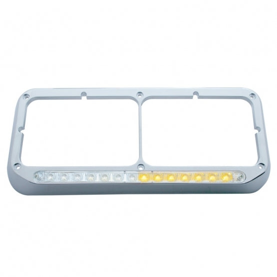 Rectangular Dual Headlight Bezel With LED Sequential Light Bar (Driver) - Amber LED/Clear Lens