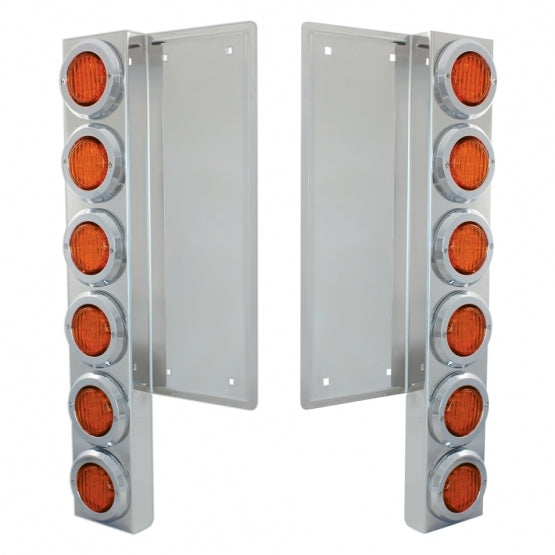 FL SS Front Air Cleaner Bracket W/12X 9 LED 2" Lights &amp; Bezels -Amber LED &amp; Lens