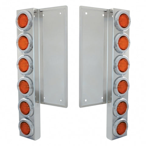 FL SS Front Air Cleaner Bracket W/12X 9 LED 2" Lights & Bezels -Amber LED & Lens