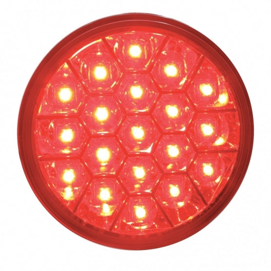 19 LED 4" Round Reflector Light (Stop, Turn &amp; Tail) - Red LED/Red Lens