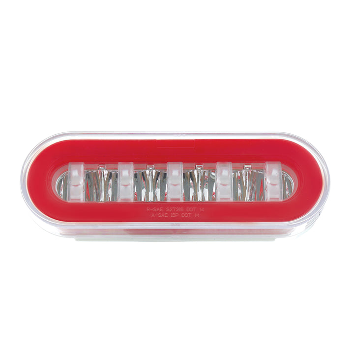 22 LED 6" Oval GloLight With Divider Bar Inner Design (Stop, Turn &amp; Tail) - Red LED/Red Insert (Card)