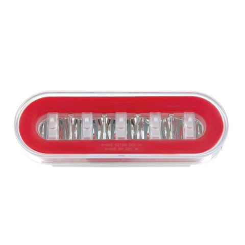 22 LED 6" Oval GloLight With Divider Bar Inner Design (Stop, Turn & Tail) - Red LED/Red Insert (Card)