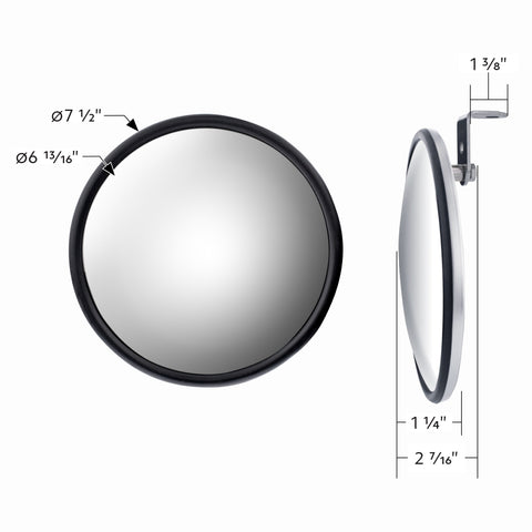 7-1/2" 430 Stainless Steel 320R Convex Mirror - Offset Mounting Stud