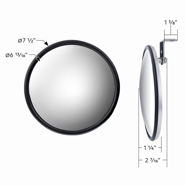 7-1/2" 430 Stainless Steel 320R Convex Mirror - Offset Mounting Stud