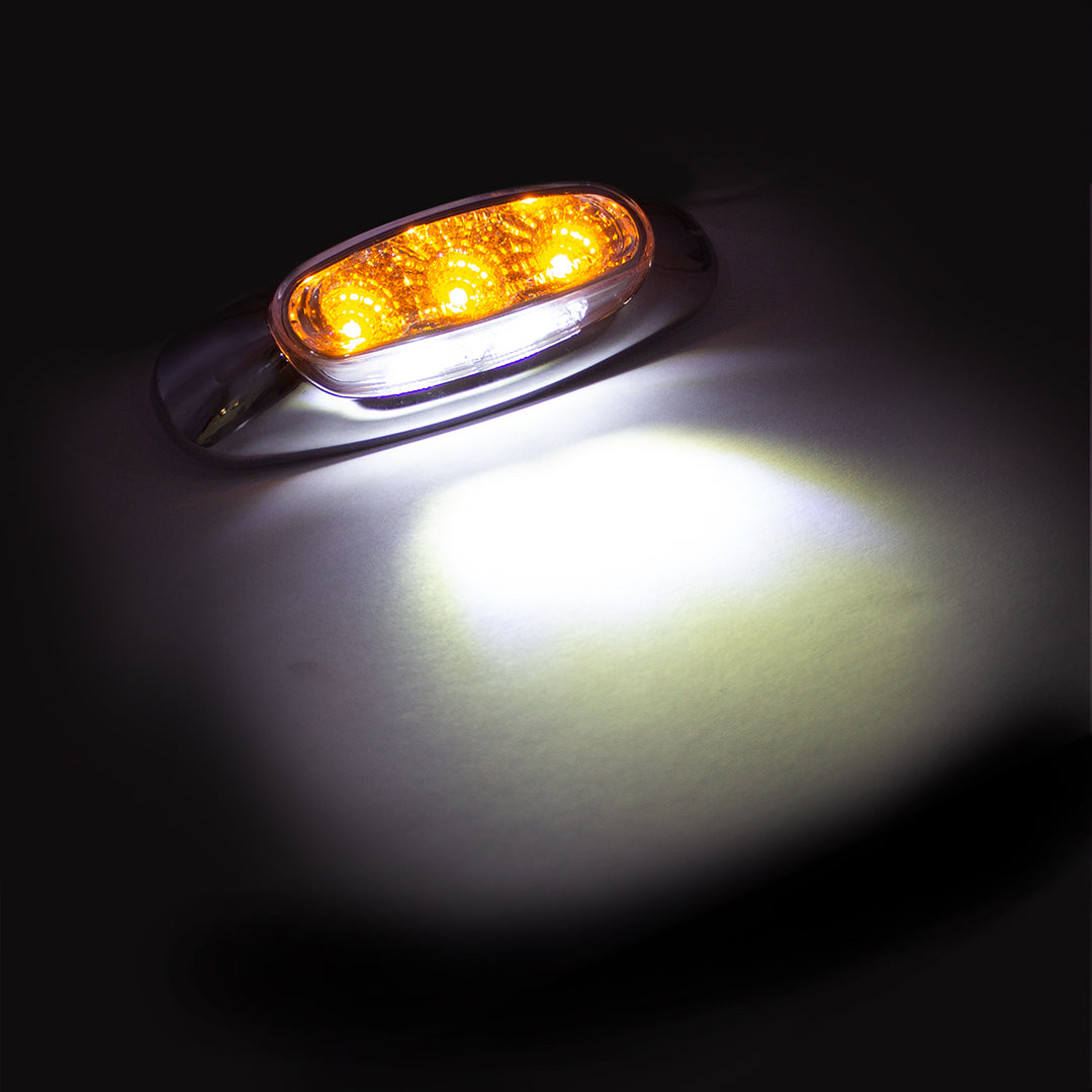 5 LED Reflector Light (Auxiliary/Utility) With Side Ditch Light - Amber LED/Clear Lens (Card)