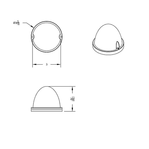 17 LED Dual Function Watermelon Flush Mount Kit With Low Profile Bezel - Amber LED/Amber Lens