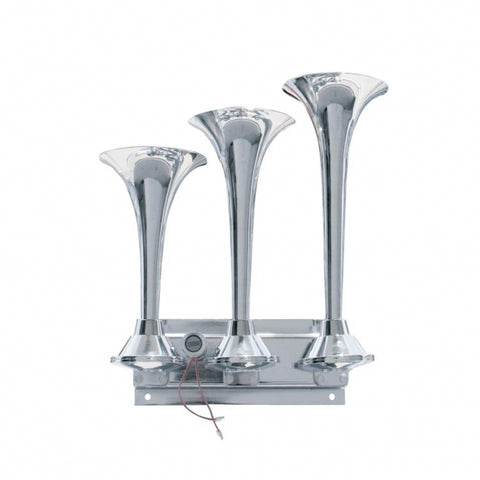 3 Trumpets Horizontal Chrome Train Horn - Right