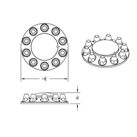 Dome Front Axle Cover With 33mm Standard Thread-On Nut Covers - Chrome (Color Box)