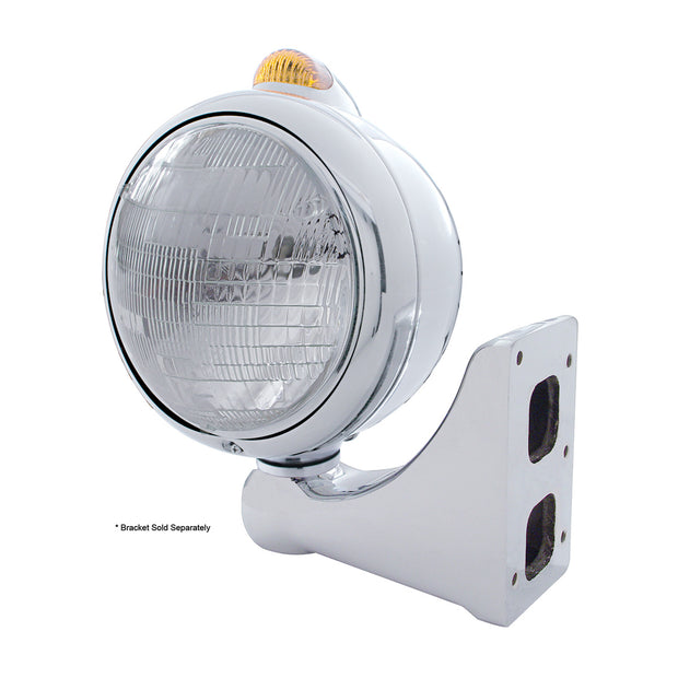 Chrome Guide 682-C Headlight 6014 & Dual Mode LED Signal - Amber Lens