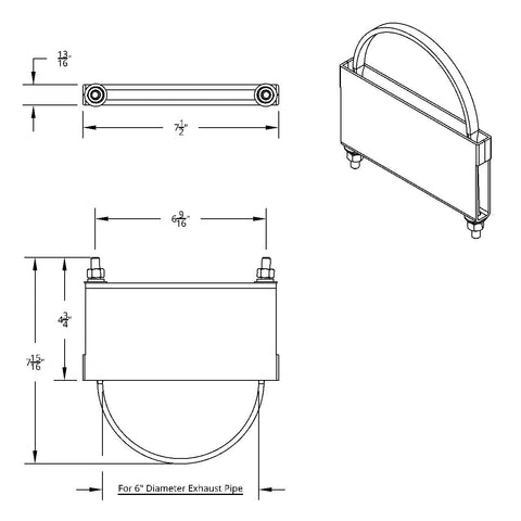 6" Stainless U-Bolt Exhaust Clamp