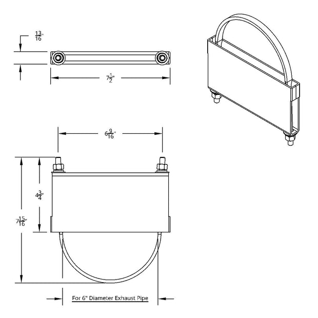 6" Stainless U-Bolt Exhaust Clamp