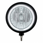 Black "Billet" Style Groove Headlight 9007 Bulb With White LED Halo Rim