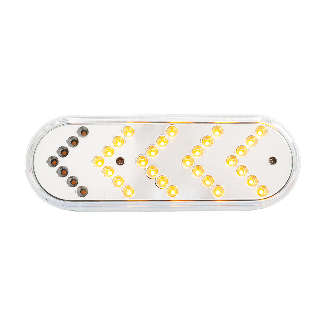 35 LED 6" Reflector Oval Sequential Turn Signal Light - Amber LED/Clear Lens