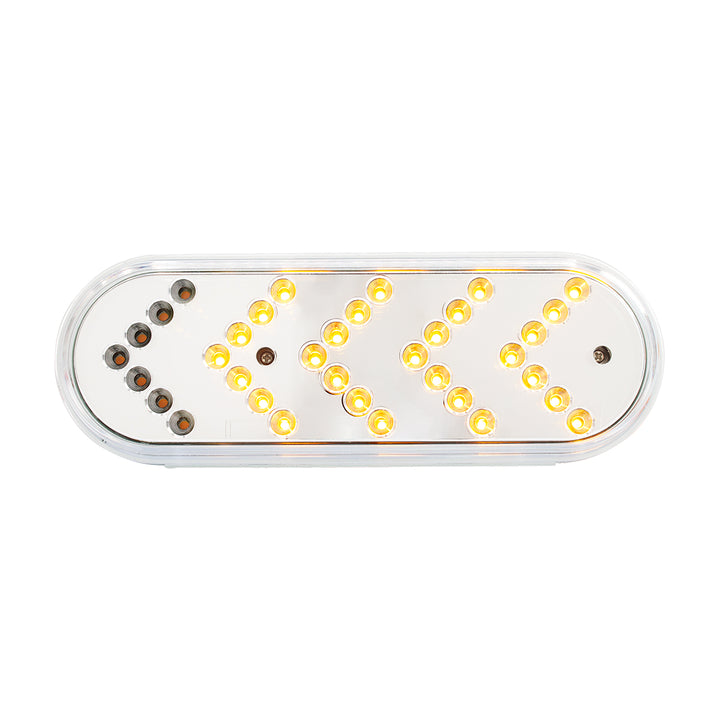 35 LED 6" Reflector Oval Sequential Turn Signal Light - Amber LED/Clear Lens
