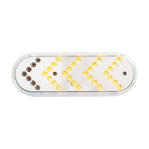 35 LED 6" Reflector Oval Sequential Turn Signal Light - Amber LED/Clear Lens