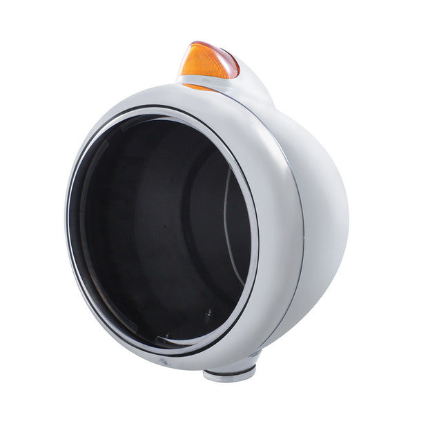 Chrome Guide 682-C Headlight No Bulb With Original Style LED Signal - Amber Lens