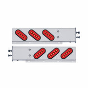 2-1/2" Bolt Pattern SS Spring Loaded Bar With 6X 22 Red LED 6" Oval GloLight & Grommet -Clear Lens (Pair)