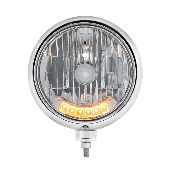 Black Guide 682-C Style Headlight H4 Bulb With 6 Amber LED