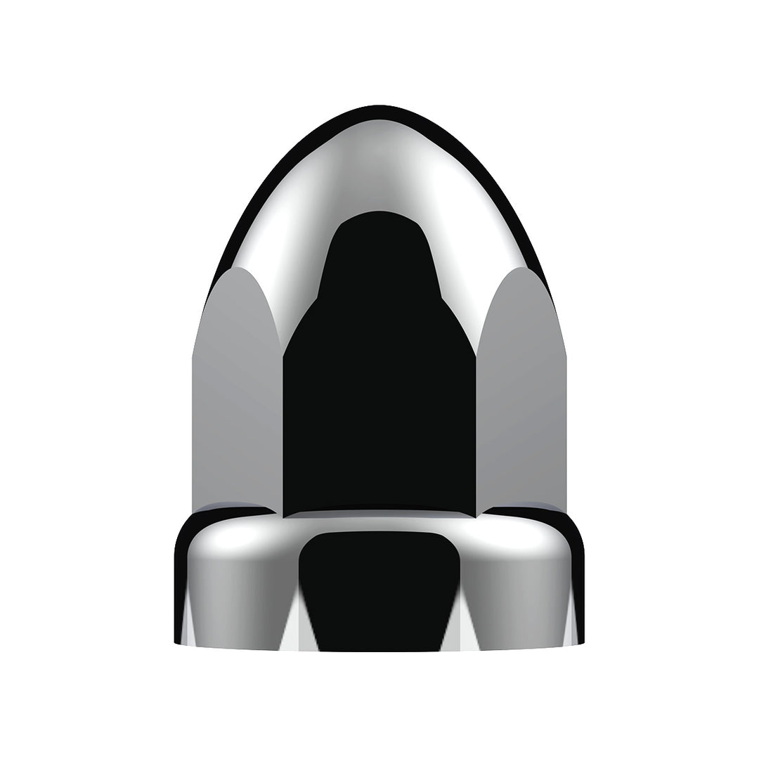 33mm X 2-3/4" Chrome Plastic Bullet Nut Covers With Flange - Push-On (Box of 20 )