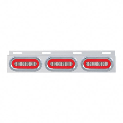 Stainless Top Mud Flap Bracket With 3X 22 LED 6" Oval GloLight & Visors - Red LED/Clear Lens (Each)
