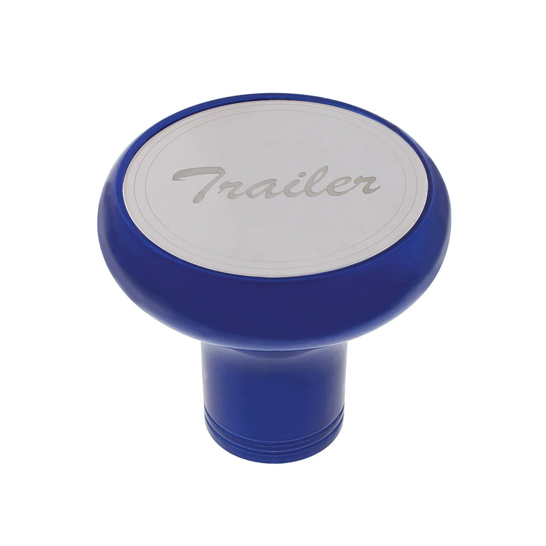 Deluxe Aluminum Screw-On Air Valve Knob With Stainless Trailer Plaque - Indigo Blue