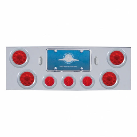 CR Rear Center Panel With 4X 10 LED 4" Lights & 3X 13 LED 2-1/2" Beehive Lights & Bezel -Red LED & Lens