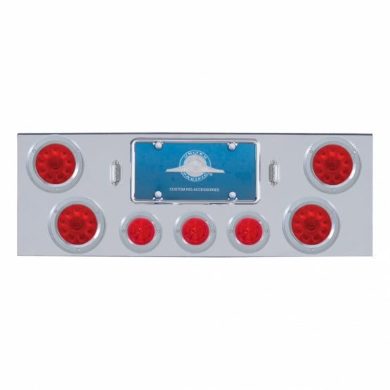 CR Rear Center Panel With 4X 10 LED 4" Lights & 3X 13 LED 2-1/2" Beehive Lights & Bezel -Red LED & Lens