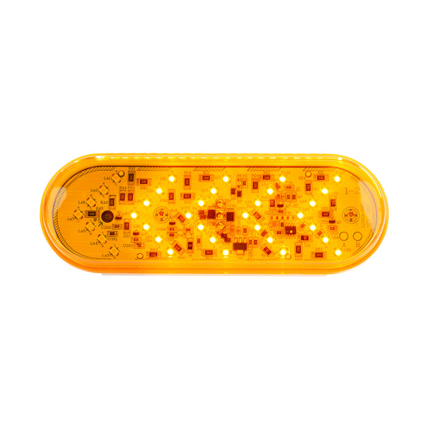 35 LED 6" Oval Sequential Turn Signal Light - Amber LED/Amber Lens