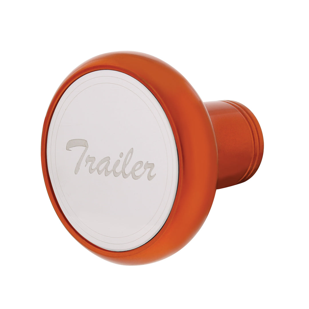 Deluxe Aluminum Screw-On Air Valve Knob With Stainless Trailer Plaque - Cadmium Orange
