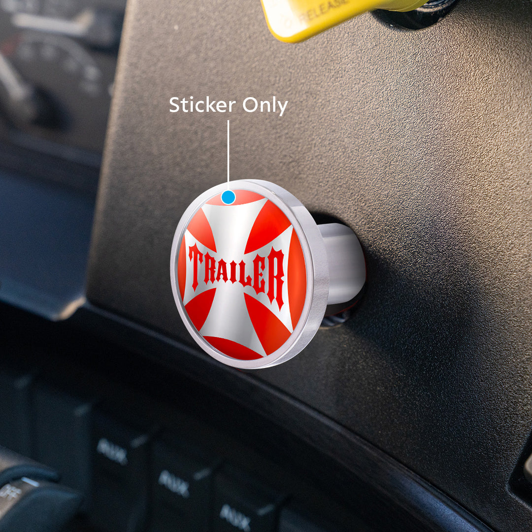 "Trailer" Maltese Cross Air Valve Knob Candy Color Sticker Only- Cadmium Orange