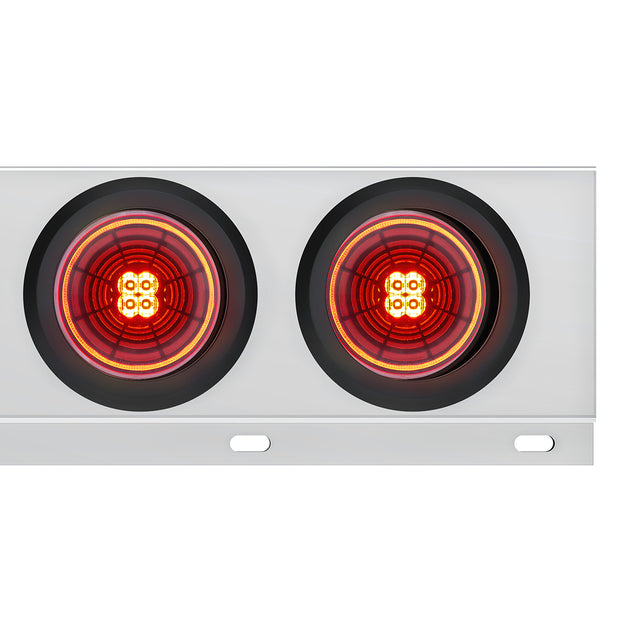 2-1/2" Bolt Pattern SS Spring Loaded Bar With 6X 4" 13 LED Abyss Lights - Red LED/Red Lens (Pair)