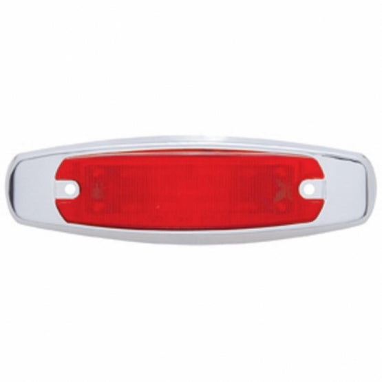 12 LED Rectangular Light (Clearance/Marker) With Chrome Bezel - Red LED/Red Lens