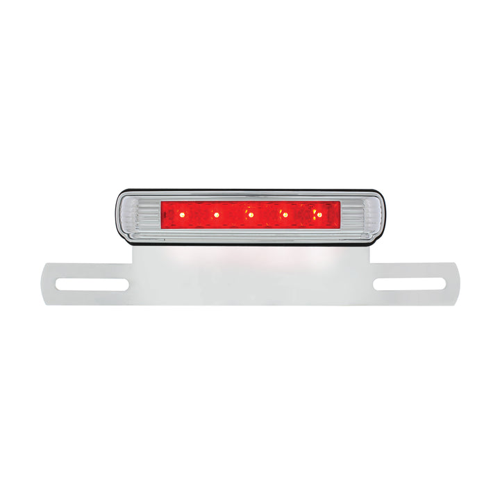 Chrome License Plate Light &amp; Bracket With Red LED 3rd Brake Light - Red LED/Red Lens