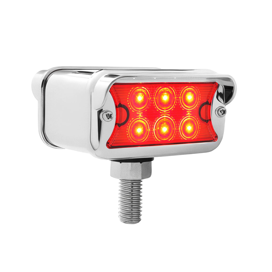 12 LED Dual Function Double Face Light W/Visor - T-Mount - Amber &amp; Red LED/Amber &amp; Red Lens