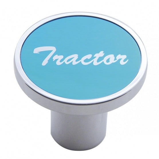 Aluminum Screw-On Air Valve Knob With Tractor Script Sticker - Blue Sticker