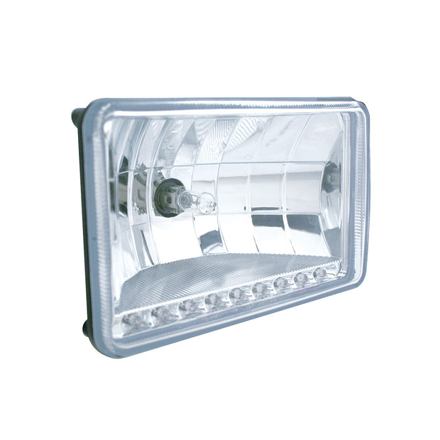 4" X 6" Crystal Headlight With 9 Amber LED Position Light - Low Beam