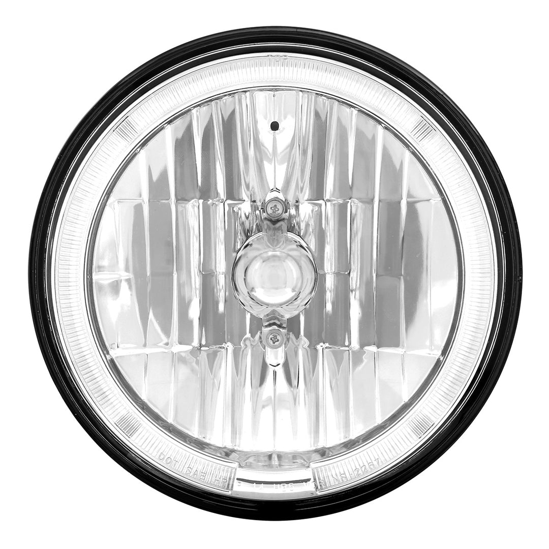 7" Crystal Headlight With White LED Halo Ring